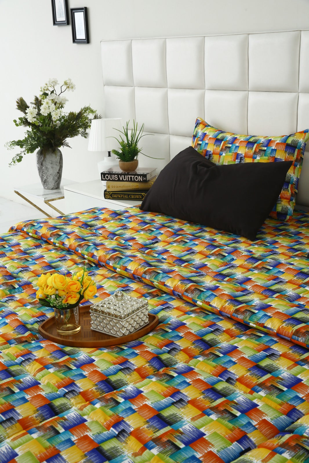 6 PCs Summer Comforter Set-Coral Rush Bed Spread Apricot