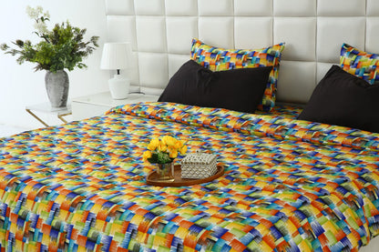 6 PCs Summer Comforter Set-Coral Rush Bed Spread Apricot