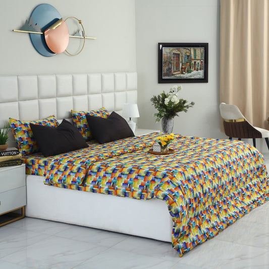 6 PCs Summer Comforter Set-Coral Rush Bed Spread Apricot