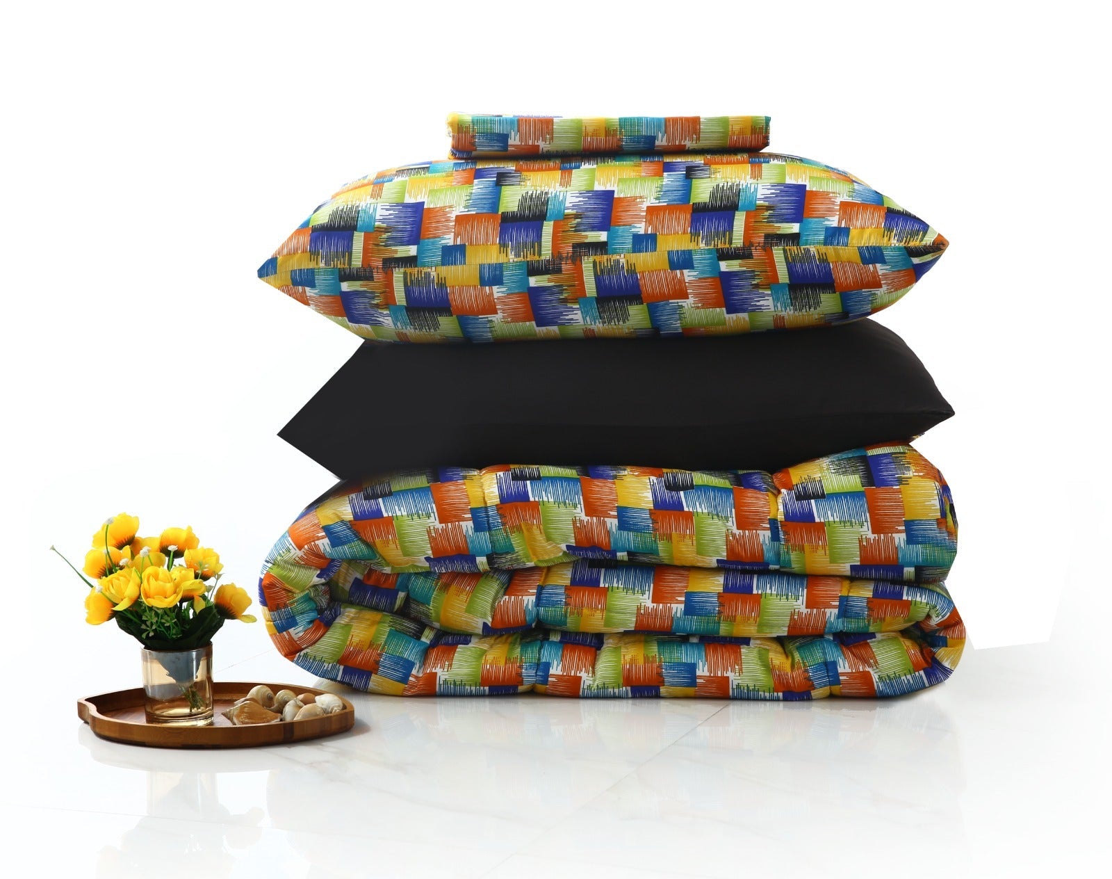 6 PCs Summer Comforter Set-Coral Rush Bed Spread Apricot
