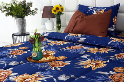 6 PCs Summer Comforter Set-Ethnic Flowers Bed Spread Apricot