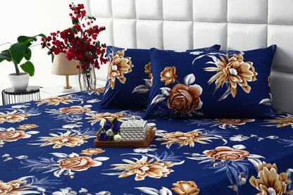 2Pcs Single Bed Sheet-Ethnic Flowers single bed sheet Apricot