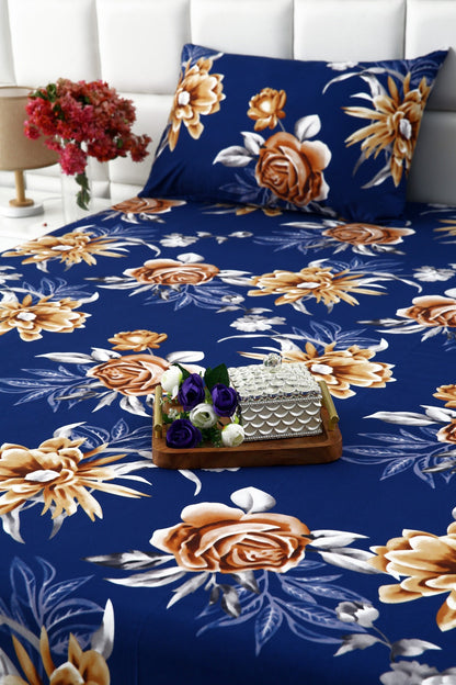 2Pcs Single Bed Sheet-Ethnic Flowers single bed sheet Apricot