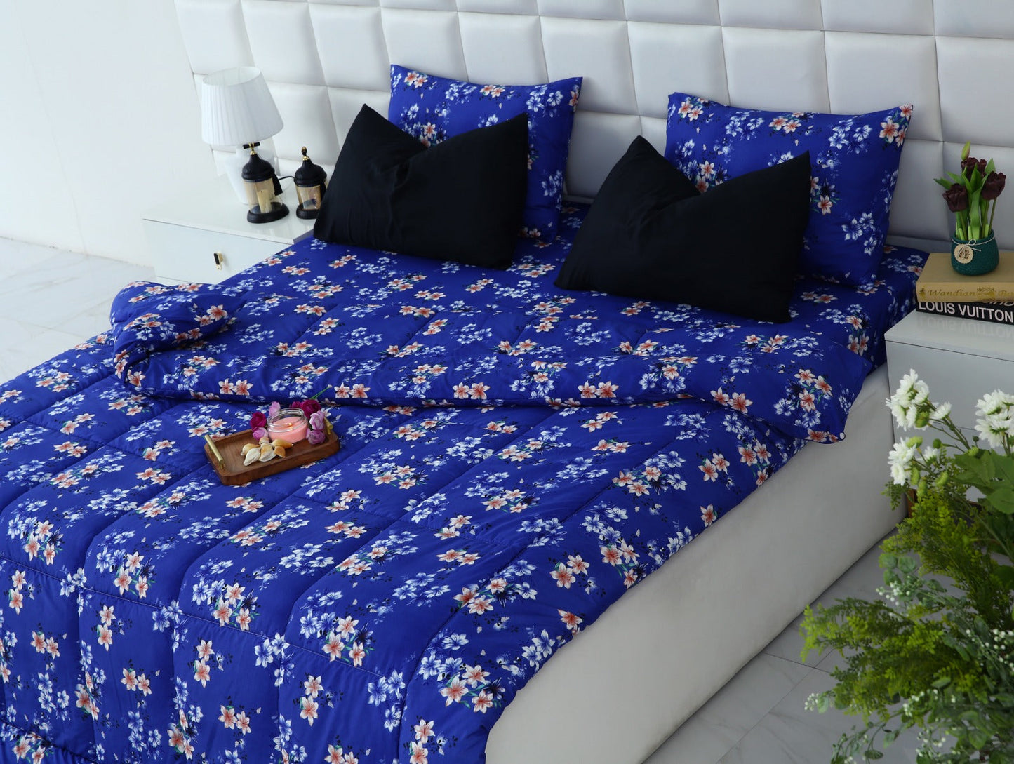 6 PCs Summer Comforter Set-Phlox Bed Spread Apricot