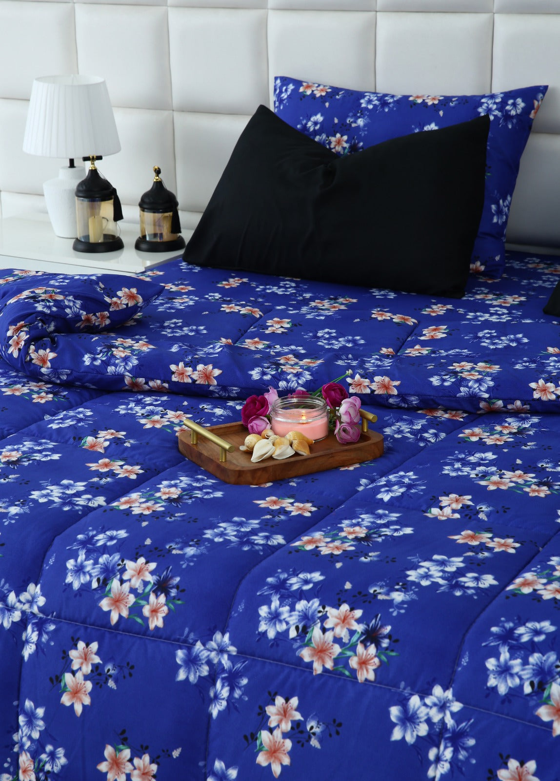 6 PCs Summer Comforter Set-Phlox Bed Spread Apricot