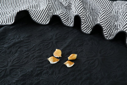 6 PCs Dyed Bed Spread Set-Black Bed Spread Apricot