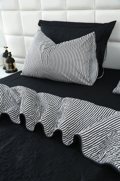 6 PCs Dyed Bed Spread Set-Black Bed Spread Apricot