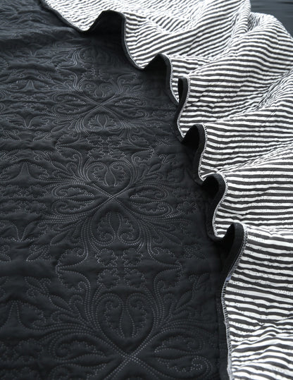 6 PCs Dyed Bed Spread Set-Black Bed Spread Apricot