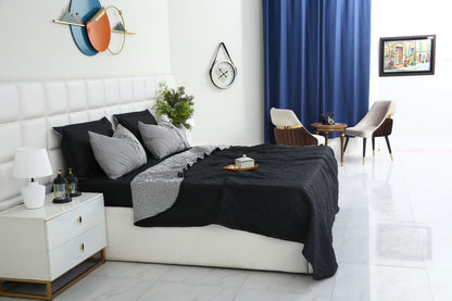 6 PCs Dyed Bed Spread Set-Black Bed Spread Apricot