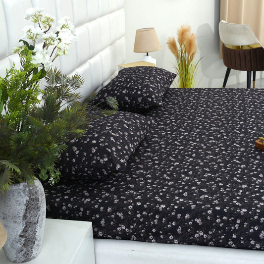 2Pcs Single Bed Sheet-White Jazmin