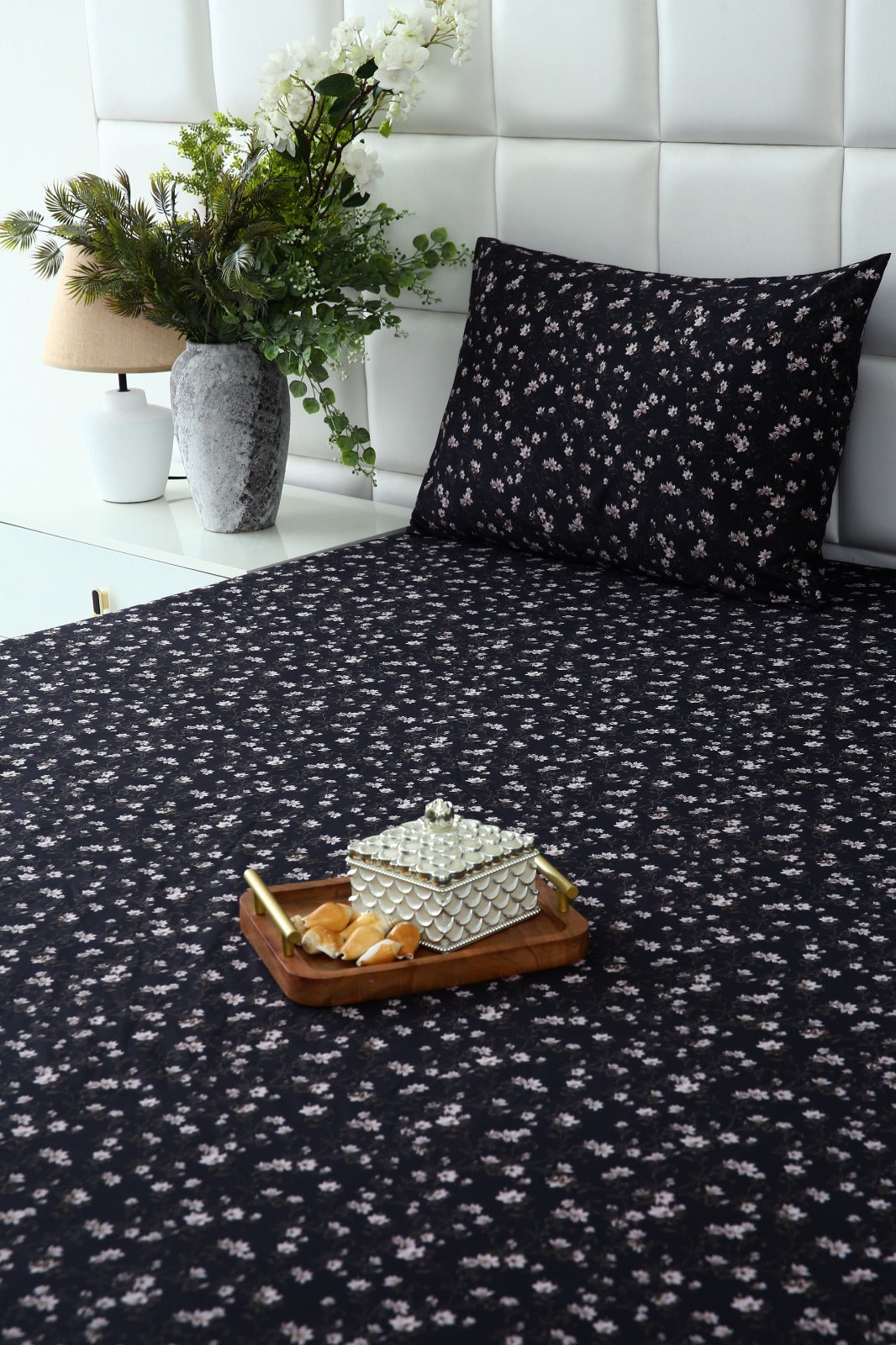 2Pcs Single Bed Sheet-White Jazmin