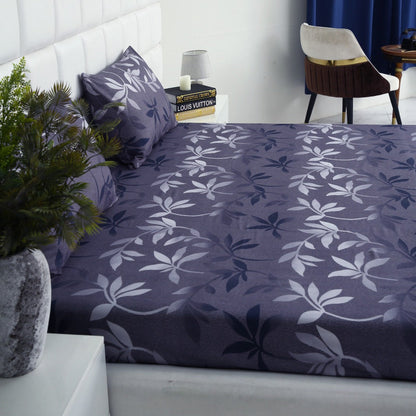 2Pcs Single Bed Sheet-Grey Leaf