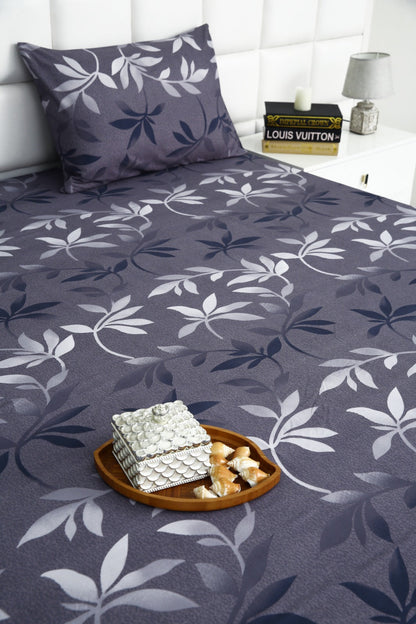 2Pcs Single Bed Sheet-Grey Leaf