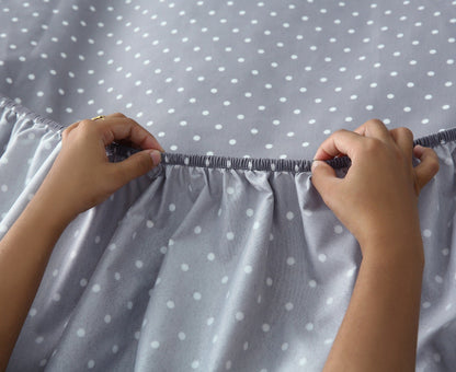 Fitted Bed Sheet-Grey Polka Fitted Sheets Apricot