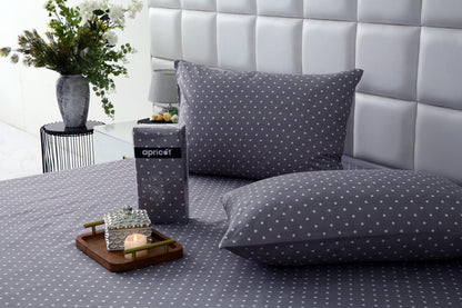 Fitted Bed Sheet-Grey Polka Fitted Sheets Apricot