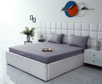 Fitted Bed Sheet-Grey Polka Fitted Sheets Apricot