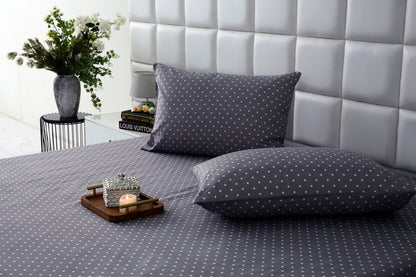 Fitted Bed Sheet-Grey Polka Fitted Sheets Apricot