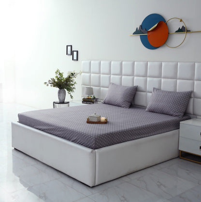 Fitted Bed Sheet-Grey Polka Fitted Sheets Apricot