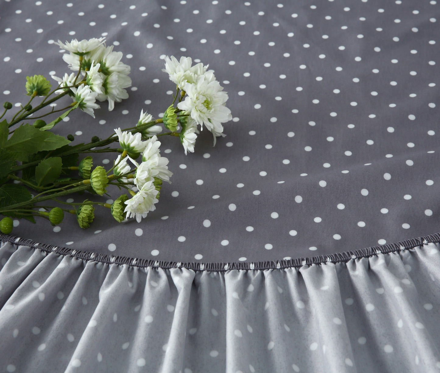Fitted Bed Sheet-Grey Polka Fitted Sheets Apricot