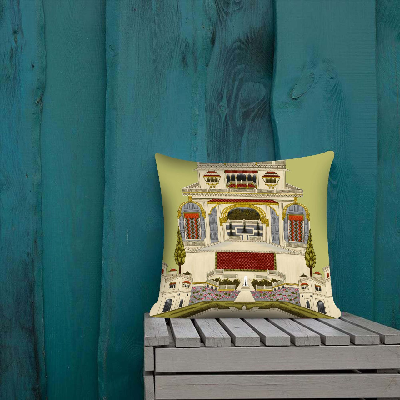 Digital Printed Cushions Assorted 6 PCs-Mughal Art cushions Apricot