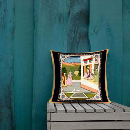 Digital Printed Cushions Assorted 6 PCs-Mughal Art cushions Apricot