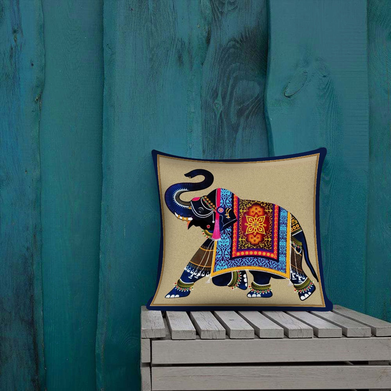 Digital Printed Cushions Assorted 6 PCs-Mughal Art cushions Apricot
