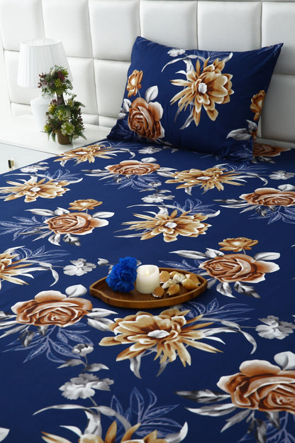 Fitted Bed Sheet-Ethnic Flowers Fitted Sheets Apricot