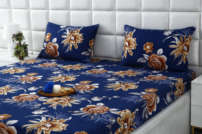 Fitted Bed Sheet-Ethnic Flowers Fitted Sheets Apricot