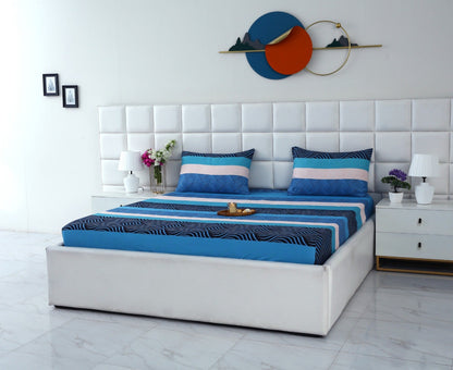 Fitted Bed Sheet-Aqua Wave Fitted Sheets Apricot