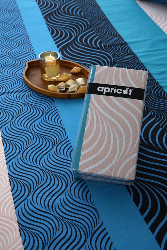 Fitted Bed Sheet-Blue Waves Fitted Sheets Apricot