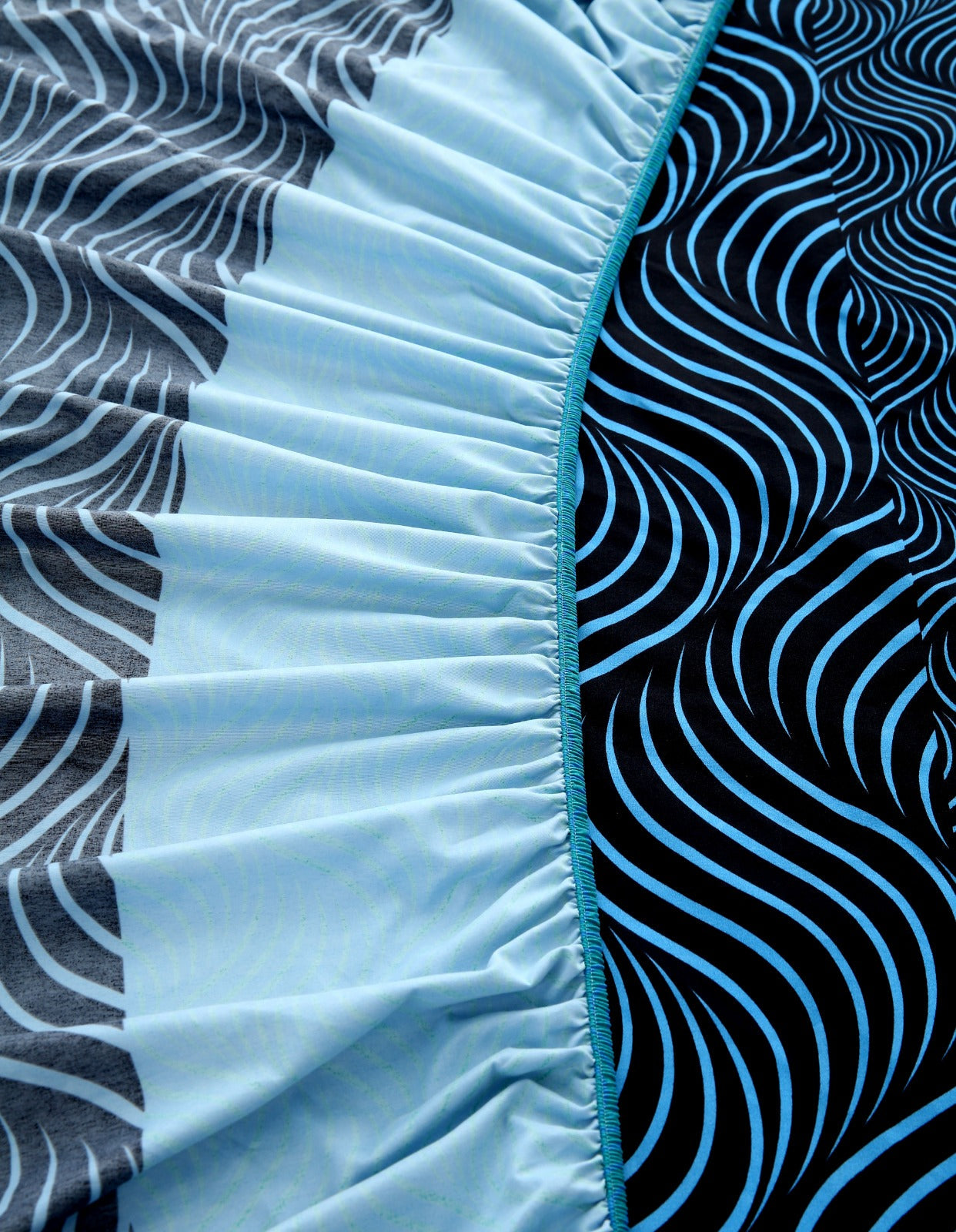 Fitted Bed Sheet-Blue Waves Fitted Sheets Apricot