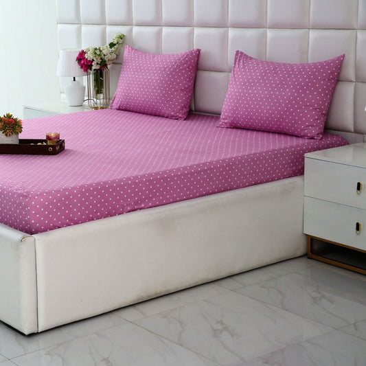 Fitted Bed Sheet-Lilac Polka Fitted Sheets Apricot