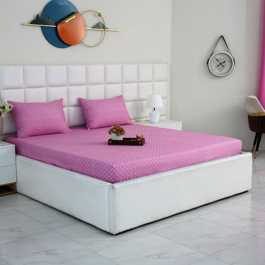 Fitted Bed Sheet-Lilac Polka Fitted Sheets Apricot