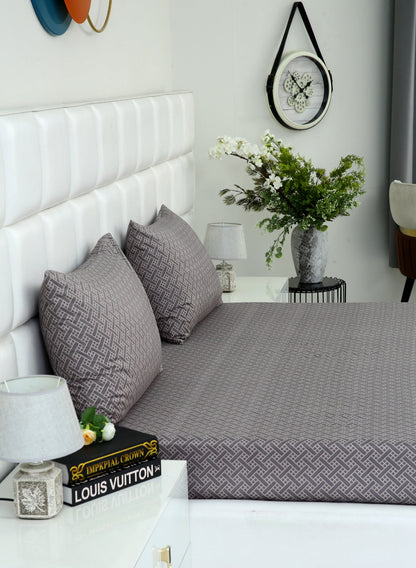Fitted Bed Sheet-Light Plaid Fitted Sheets Apricot