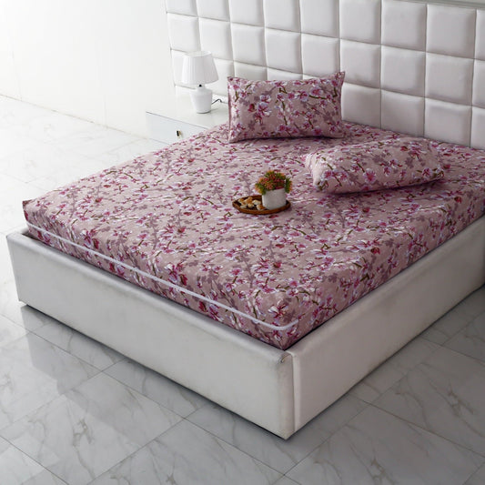 Zipper Mattress Cover Printed-Bloom Bliss Protectors Apricot