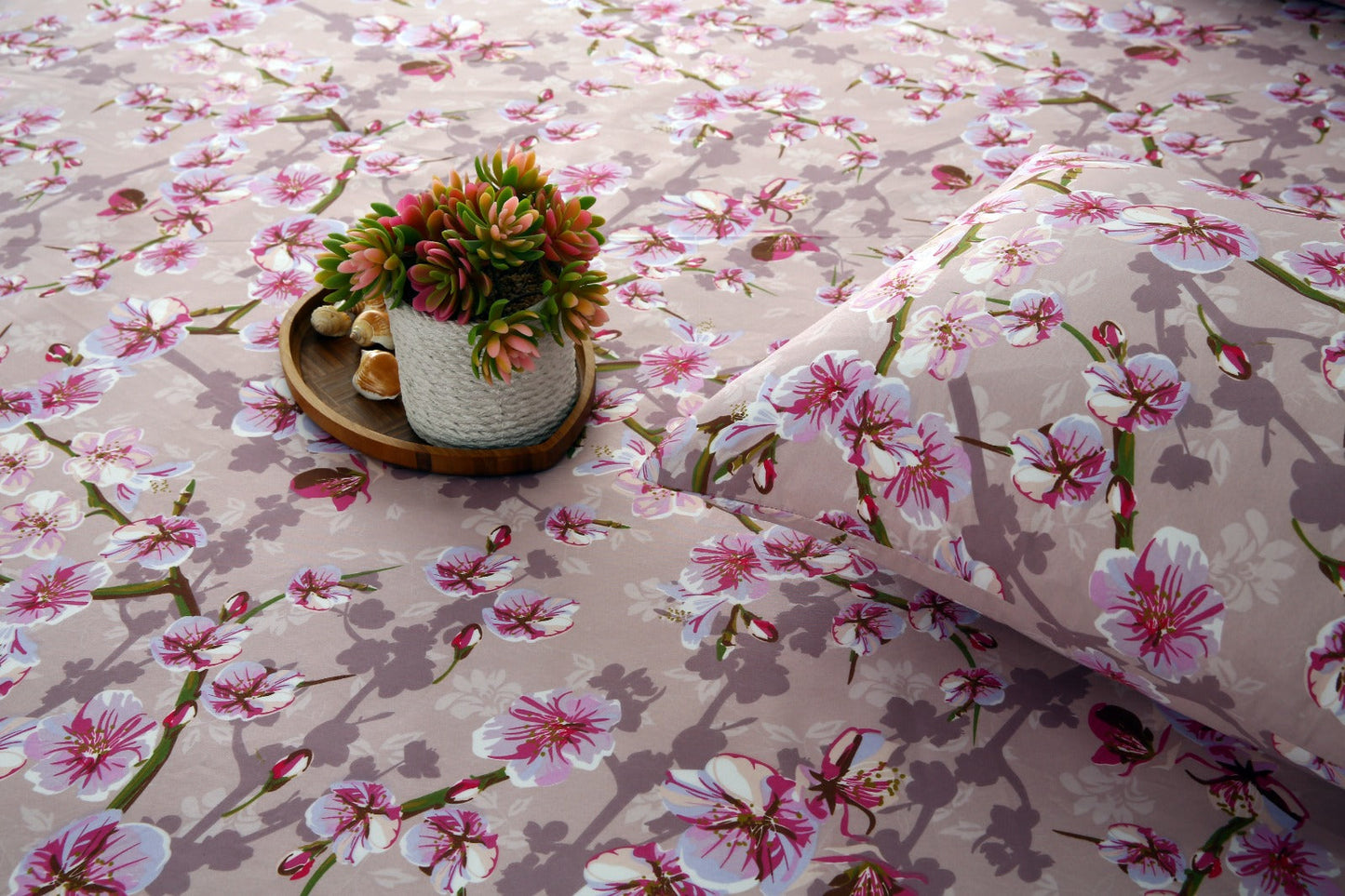 Zipper Mattress Cover Printed-Bloom Bliss Protectors Apricot