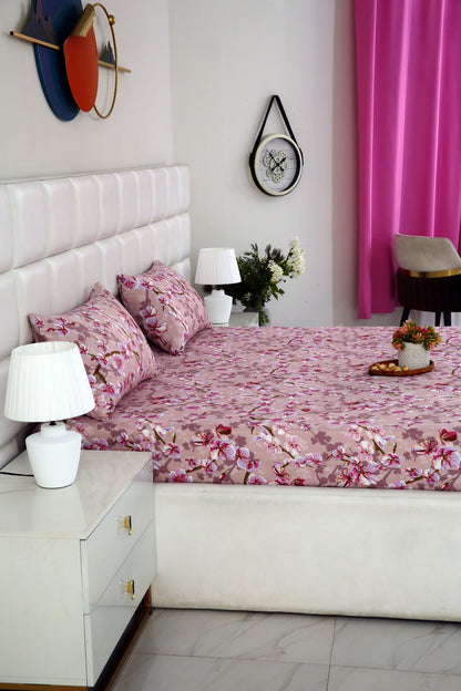 Zipper Mattress Cover Printed-Bloom Bliss Protectors Apricot