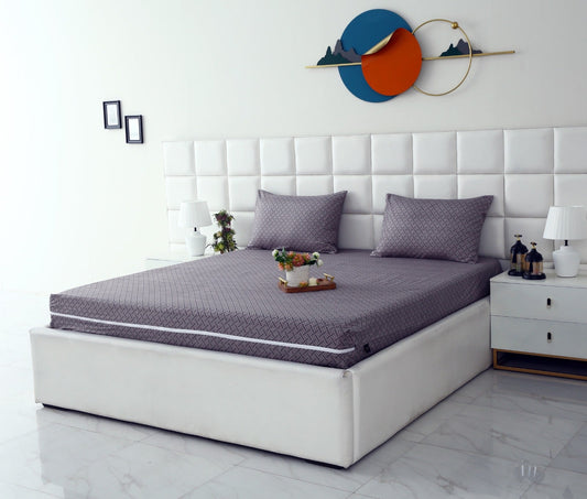 Zipper Mattress Cover Printed-Light Plaid Protectors Apricot
