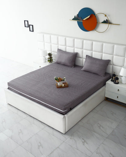 Zipper Mattress Cover Printed-Light Plaid Protectors Apricot