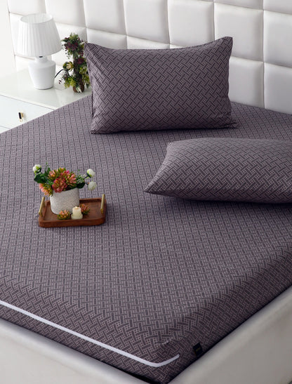 Zipper Mattress Cover Printed-Light Plaid Protectors Apricot