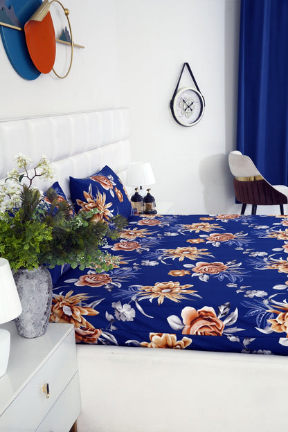 Zipper Mattress Cover Printed-Ethnic Flowers Protectors Apricot