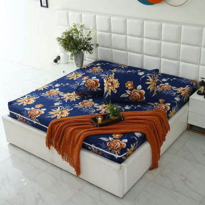 Zipper Mattress Cover Printed-Ethnic Flowers Protectors Apricot