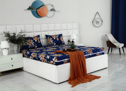 Zipper Mattress Cover Printed-Ethnic Flowers Protectors Apricot