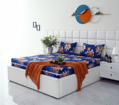 Zipper Mattress Cover Printed-Ethnic Flowers Protectors Apricot