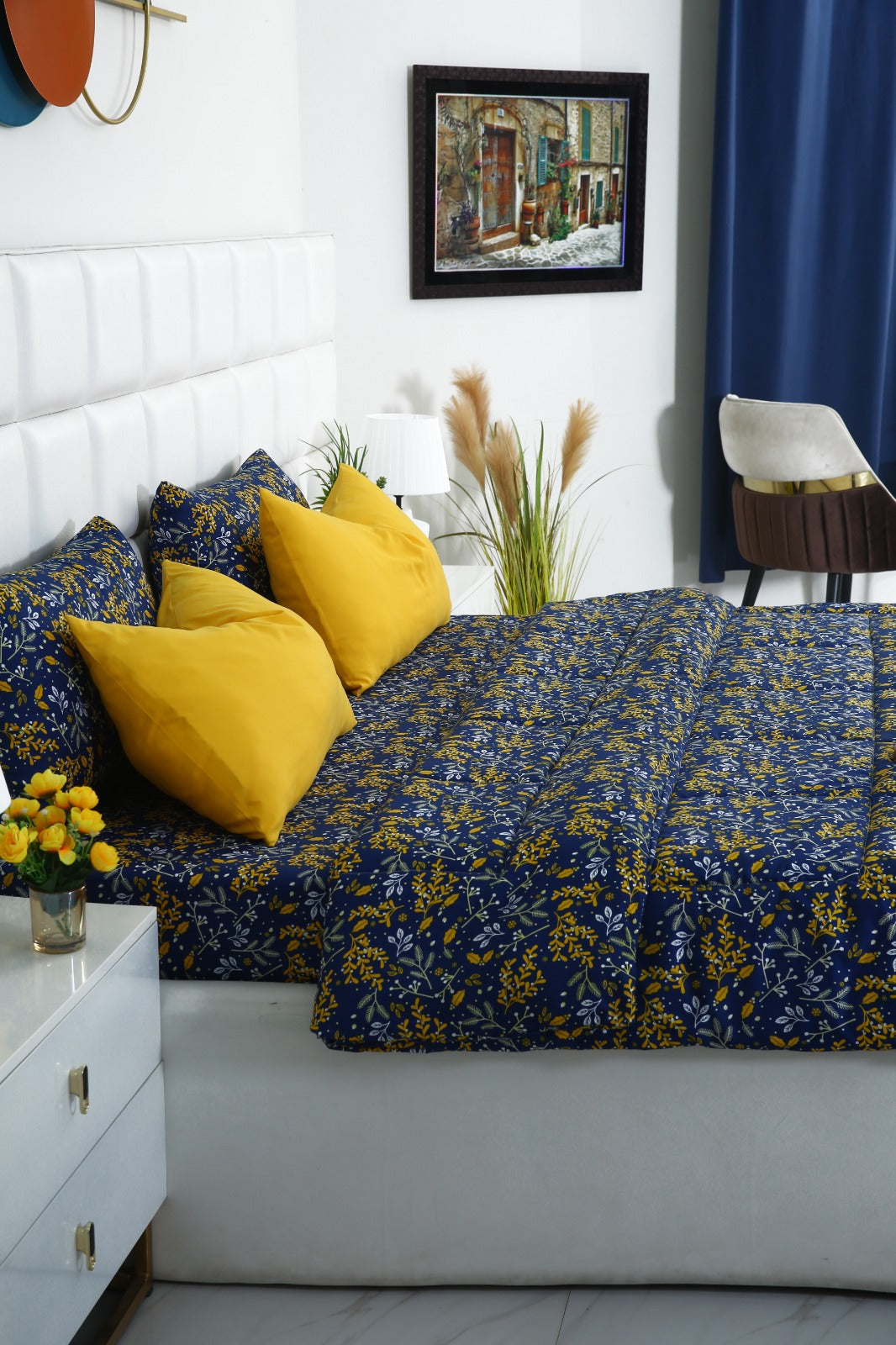 6 PCs Summer Comforter Set-Daffodil Bed Spread Apricot