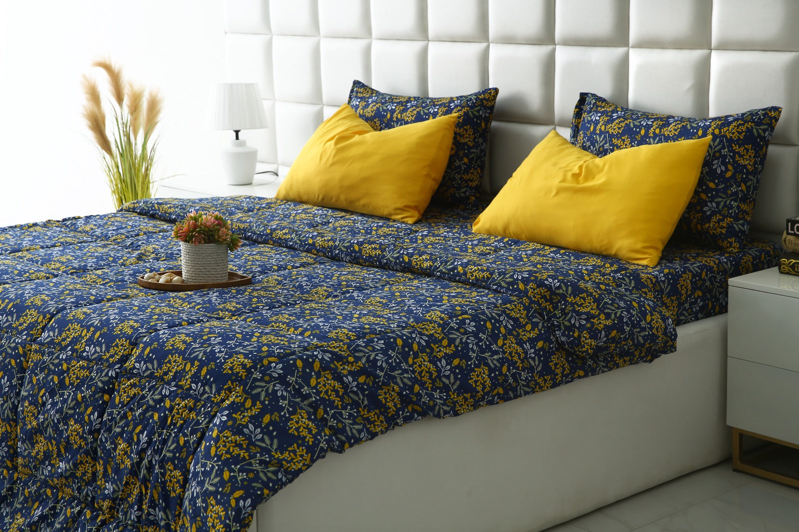 6 PCs Summer Comforter Set-Daffodil Bed Spread Apricot