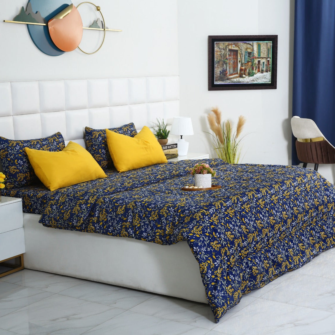 6 PCs Summer Comforter Set-Daffodil Bed Spread Apricot