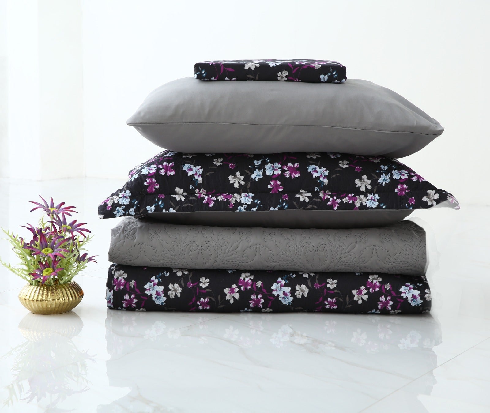 6 PCs Dyed Bed Spread Set-Rosemary Bed Spread Apricot