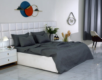 6 PCs Luxury Bed Spread Set-Grey Bed Spread Apricot