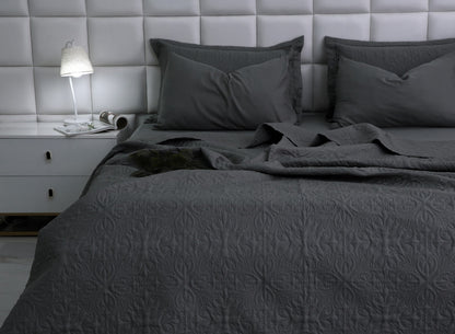 6 PCs Luxury Bed Spread Set-Grey Bed Spread Apricot